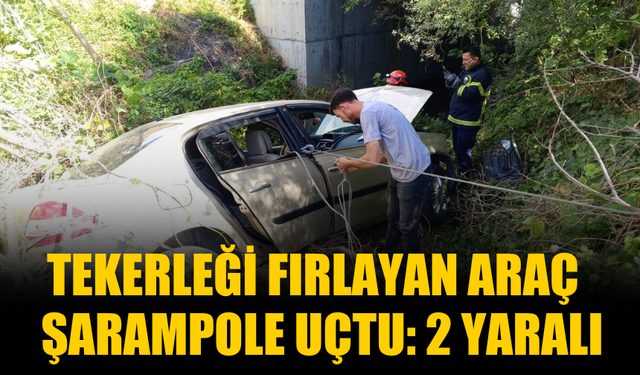 Tekerleği Fırlayan Araç Şarampole Uçtu: 2 Yaralı