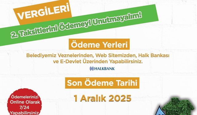 Serdivan Belediyesi’nden Vergi Borcu Hatırlatması: Son Ödeme 1 Aralık