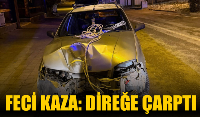 Direksiyon hakimiyetini kaybeden sürücü direğe çarptı