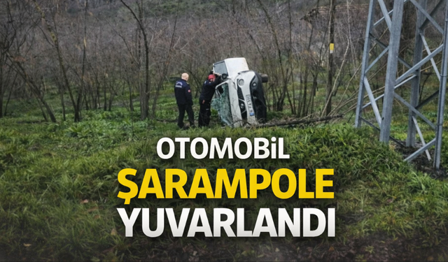 Kocaali’de öğretmenin kullandığı otomobil şarampole devrildi