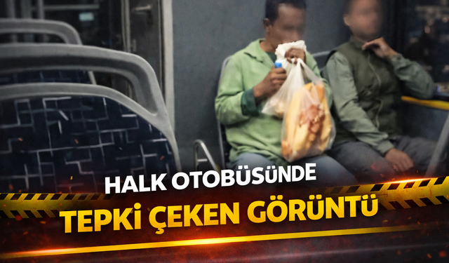 Halk otobüsünde tepki çeken görüntü