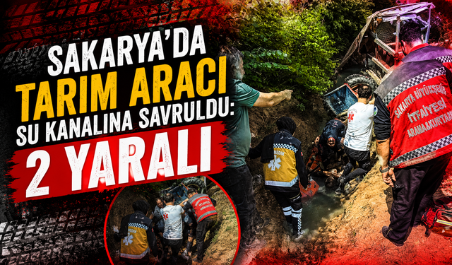 Tarım aracı su kanalına savruldu: 2 yaralı