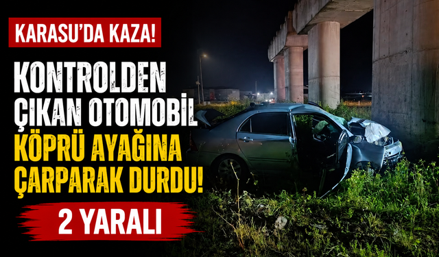 Kontrolden çıkan otomobil köprü ayağına çarparak durdu: 2 yaralı