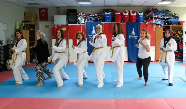Kadınlar şiddete karşı kuşak giydi