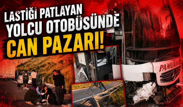 Lastiği patlayan yolcu otobüsünde can pazarı