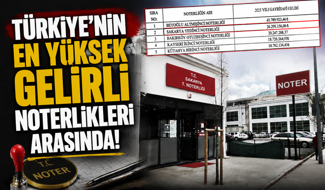 Türkiye’nin en yüksek gelirli noterlikleri arasında