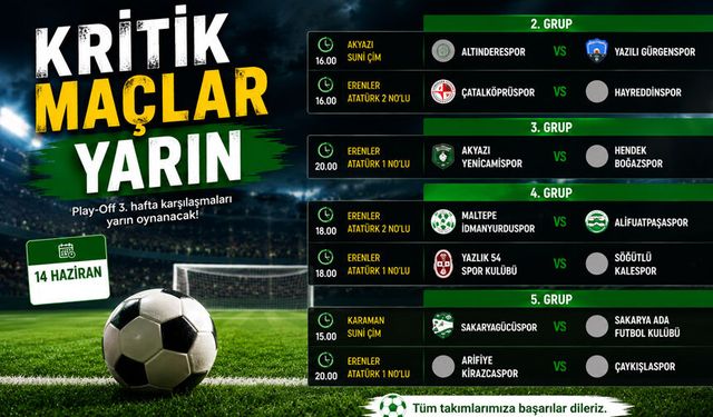 2. Amatör Küme Play-Off’ta Yarın Kritik Maçlar Oynanacak