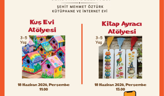 Şehit Mehmet Öztürk Kütüphanesi Çocuklara Özel Atölyeler Düzenlenecek