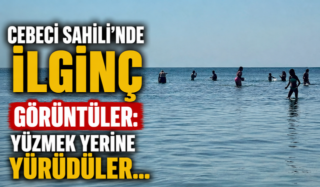 Cebeci Sahili’nde İlginç Görüntüler: Yüzmek Yerine Yürüdüler...