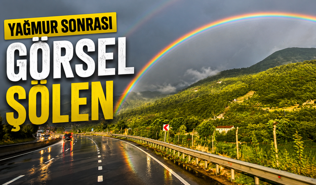 Adapazarı-Geyve yolunda çift gökkuşağı görsel şölen oluşturdu