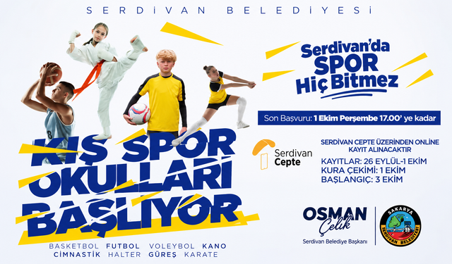 Serdivan’da Kış Spor Okulları başlıyor: 8 farklı branşta eğitim verilecek