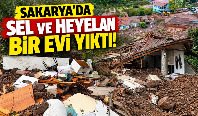 Sakarya'da sel ve heyelan bir evi yıktı