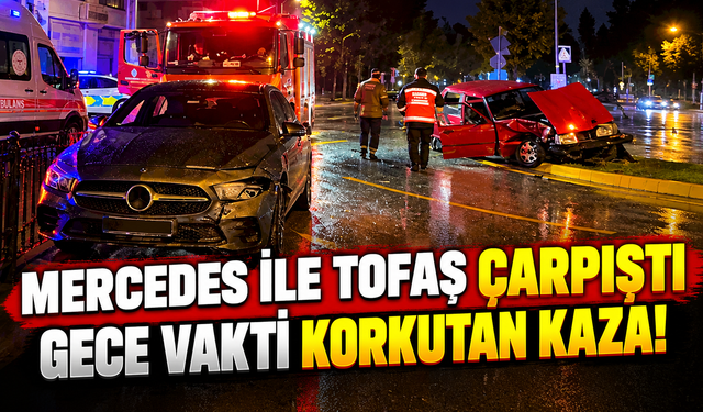 Adapazarı’nda gece vakti korkutan kaza! Mercedes ile Tofaş çarpıştı