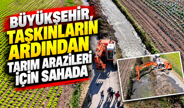 Büyükşehir taşkın sonrası tarım arazilerinde: Drenaj hatları temizleniyor