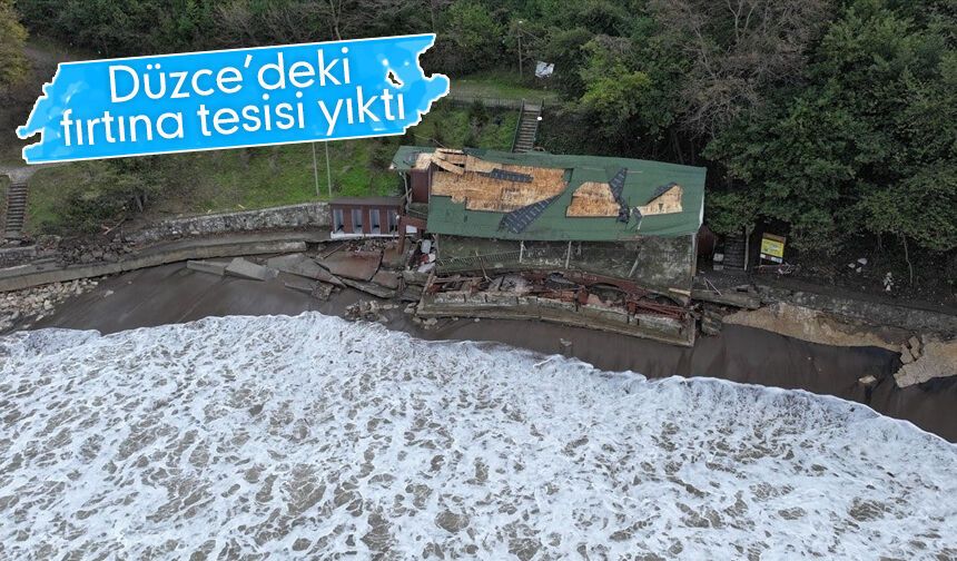Düzce'deki fırtına tesisi yıktı