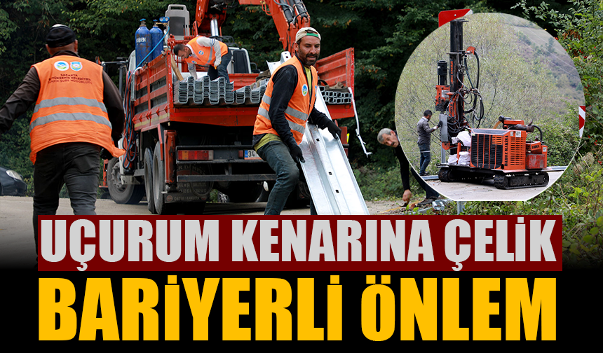 Uçurum kenarına çelik bariyerli önlem