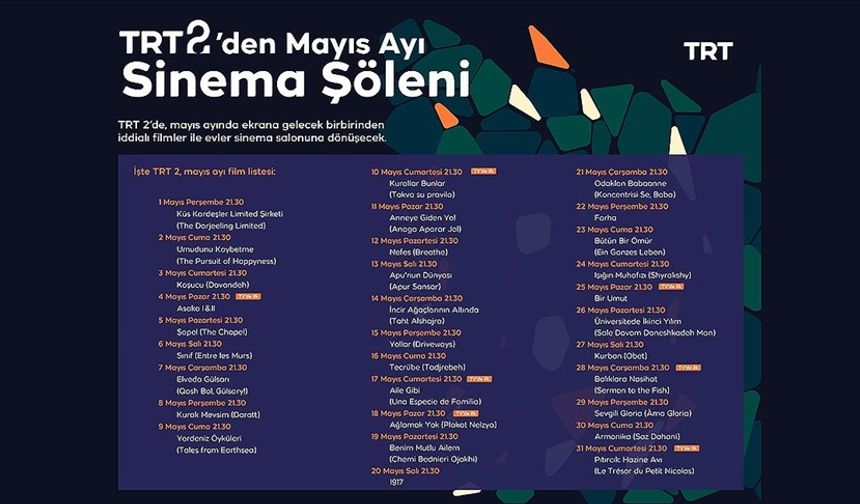 Mayıs ayında her akşam farklı bir film TRT 2'de izleyicilerle buluşacak