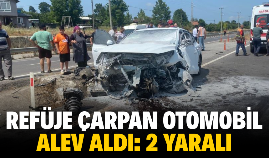 Karasu D-650'de Feci Kaza: Otomobil Alev Aldı, 2 Kişi Yaralandı