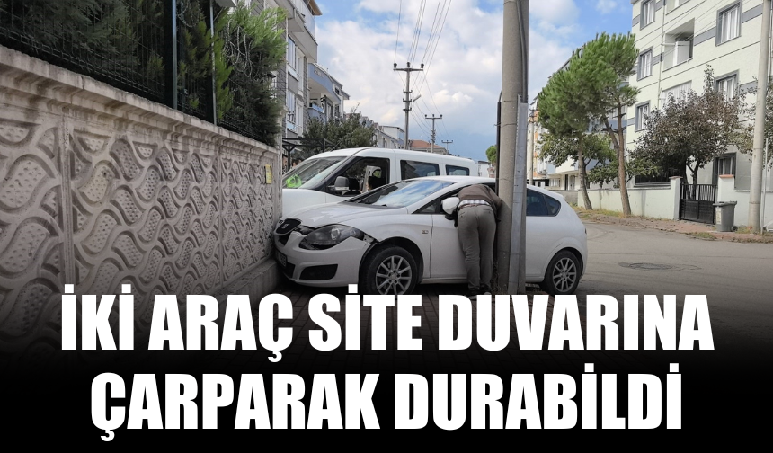 İki Araç Site Duvarına Çarparak Durabildi!
