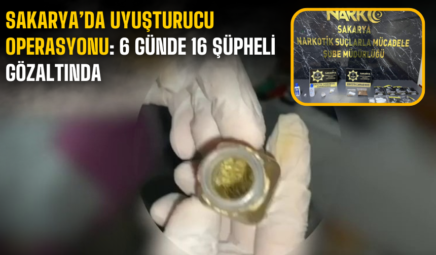 Sakarya’da Uyuşturucu Operasyonu: 6 Günde 16 Şüpheli Gözaltında!