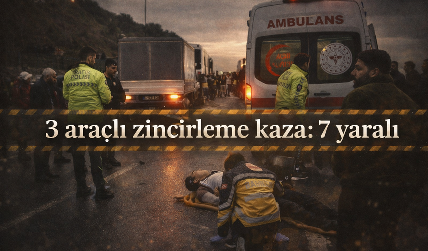 Komşuda 3 araçlı zincirleme kaza: 7 yaralı