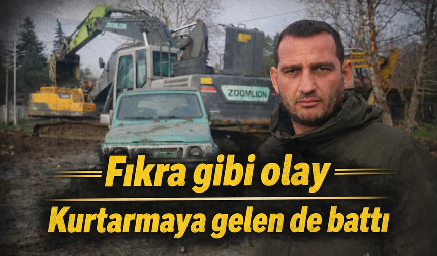 Arazi Aracıyla Birlikte 3 Kepçe Battı