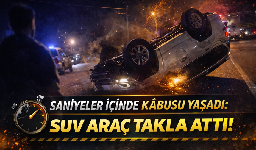Saniyeler İçinde Kabusu Yaşadı: SUV Takla Attı