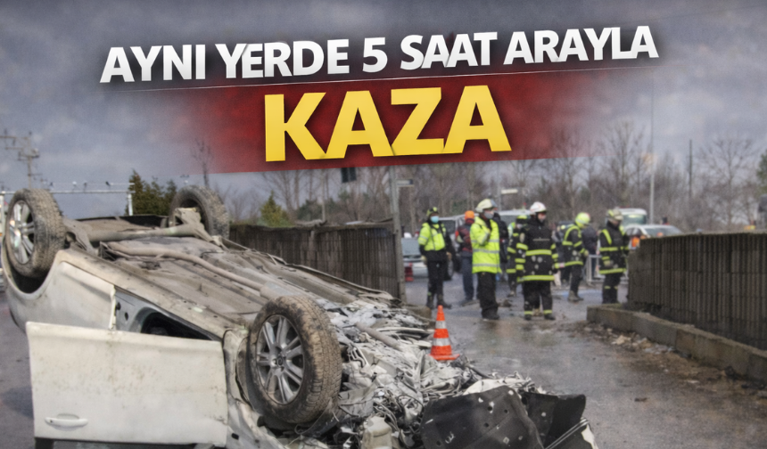 Aynı Noktada İkinci Kaza: Otomobil Yan Yola Düştü, 2 Yaralı