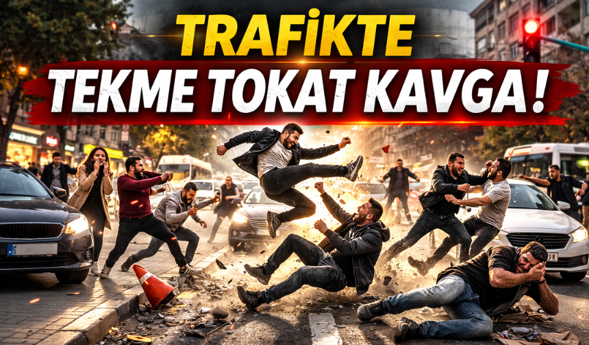 Taksi Şoförü ile Motosikletli Tekme Tokat Birbirine Girdi