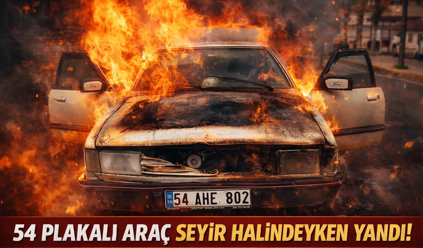 54 Plakalı araç seyir halindeyken yandı!