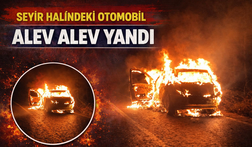 İnegöl’de Seyir Halindeki Otomobil Alev Alev Yandı