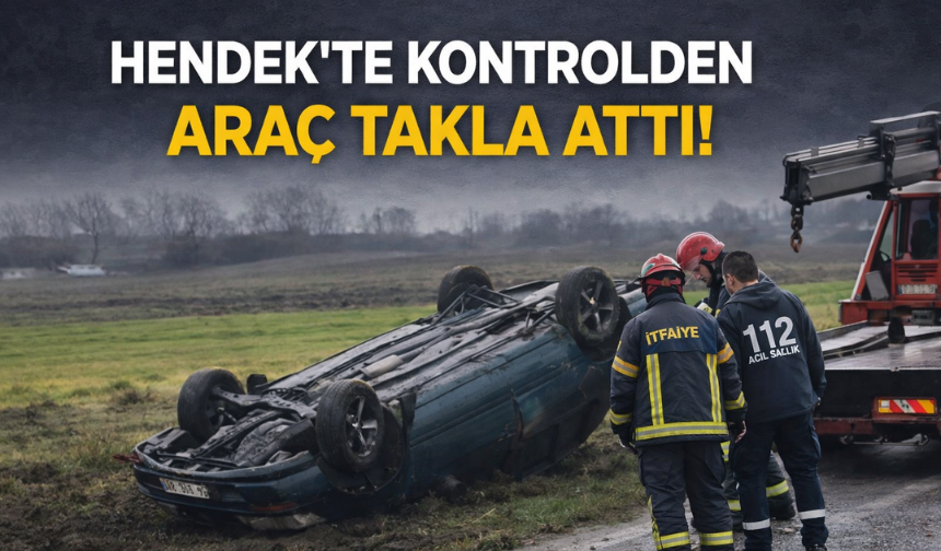 Hendek’te kontrolden çıkan araç takla attı!