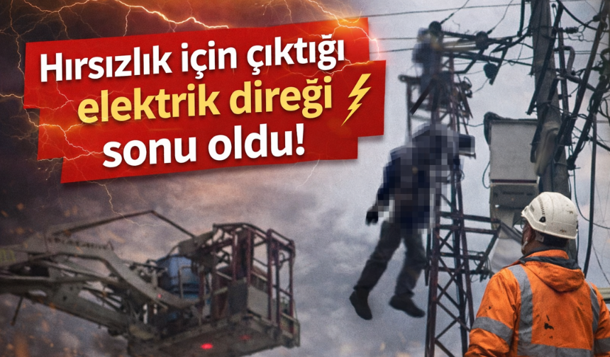 Hırsızlık için çıktığı elektrik direği sonu oldu