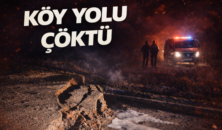 Yağış nedeniyle köy yolu çöktü