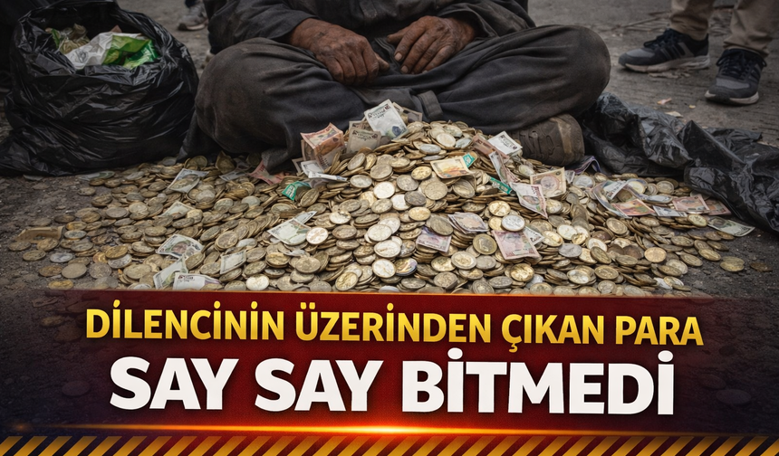 Dilencinin üzerinden çıkan para say say bitmedi
