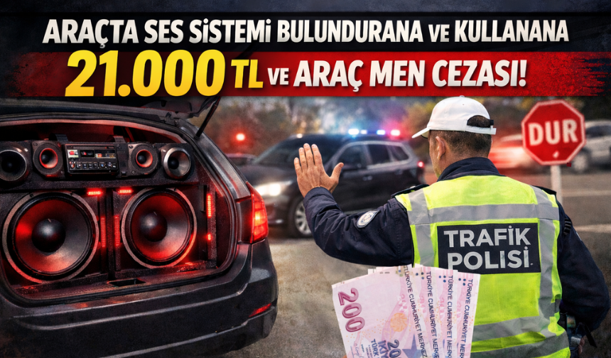Araçta ses sistemi bulundurana ve kullanana 21.000 TL ve araç men cezası!