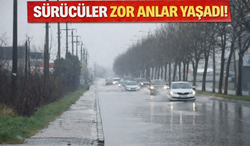 Kuzey Çevre Yolu’nda Su Birikintisi Sürücülere Zor Anlar Yaşattı