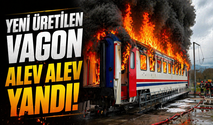 Yeni üretilen vagon alev alev yandı