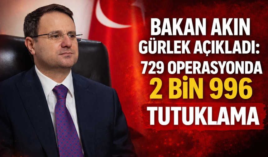 Bakan Akın Gürlek Açıkladı: 729 Operasyonda 2 Bin 996 Tutuklama