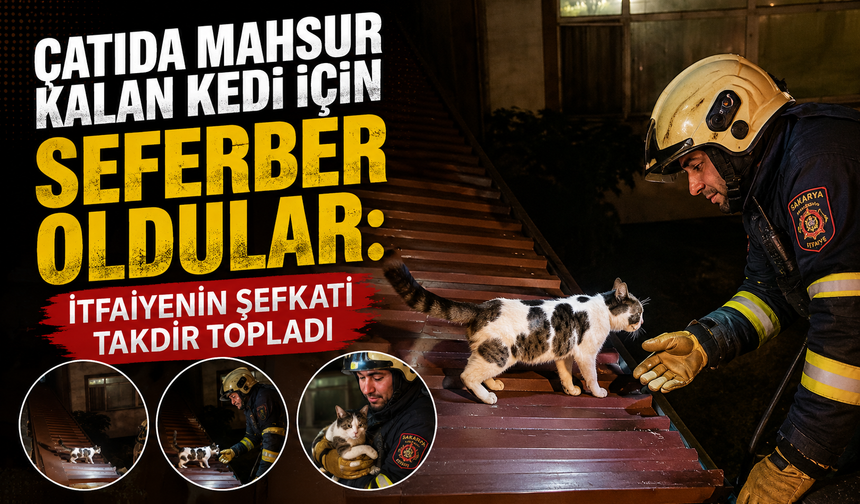 Çatıda Mahsur Kalan Kedi İçin Seferber Oldular: İtfaiyenin Şefkati Takdir Topladı