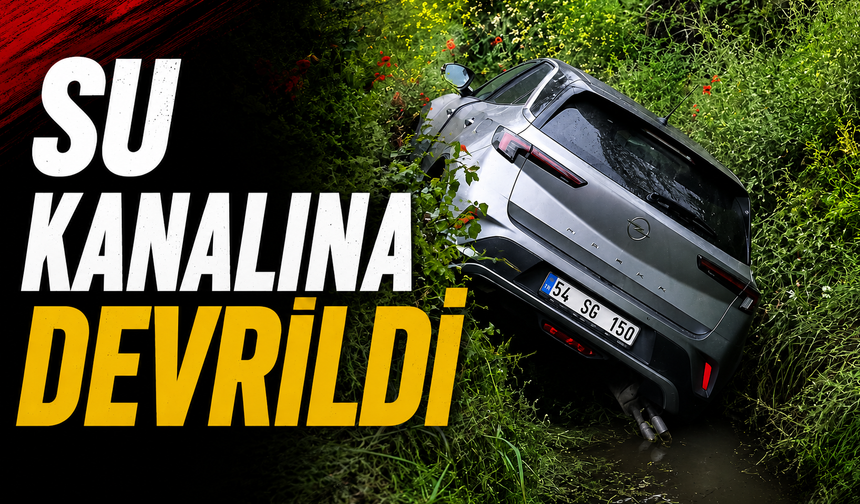 Sapanca’da Otomobil Su Kanalına Devrildi! 2 Kişi Araçta Mahsur Kaldı