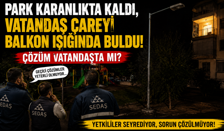 Park Karanlıkta Kaldı, Vatandaş Çareyi Balkon Işığında Buldu