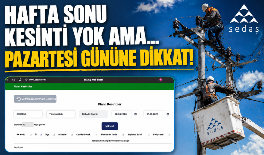 Hafta sonu kesinti yok ama...  Pazartesi gününe dikkat!