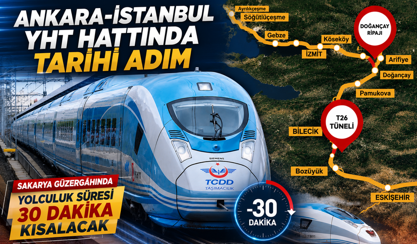 Ankara-İstanbul YHT Hattında Tarihi Adım: Sakarya Güzergâhında Yolculuk Süresi 30 Dakika Kısalacak