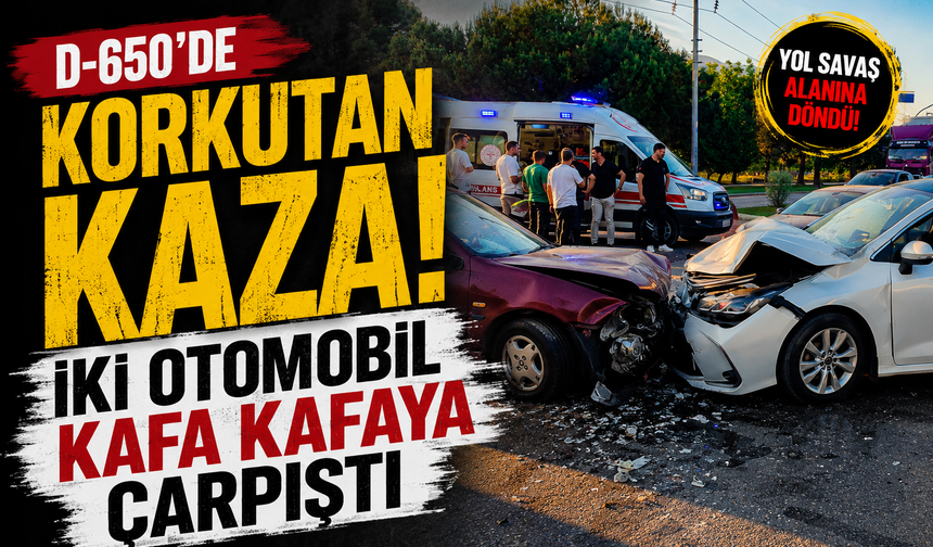 D-650'de Korkutan Kaza! İki Otomobil Kafa Kafaya Çarpıştı