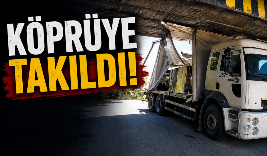 Kamyonun Dorsesi Köprüye Takılıp Parçalandı