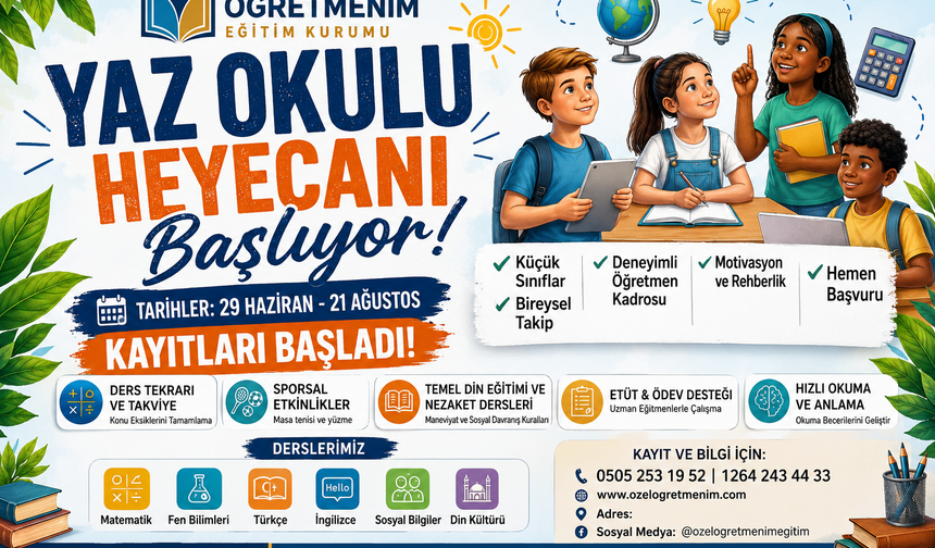 Özel Öğretmenim Eğitim Kurumu’nda Yaz Okulu Heyecanı Başlıyor