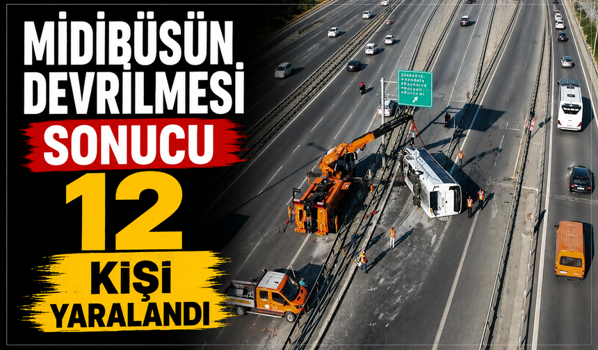İstanbul'da midibüsün devrilmesi sonucu 12 kişi yaralandı