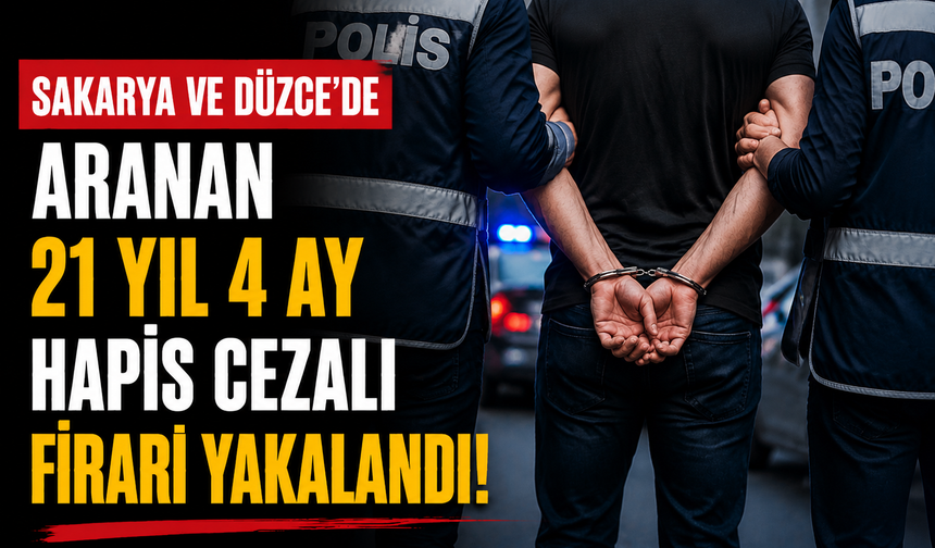 Sakarya ve Düzce’de Aranan 21 Yıl 4 Ay Hapis Cezalı Firari Yakalandı