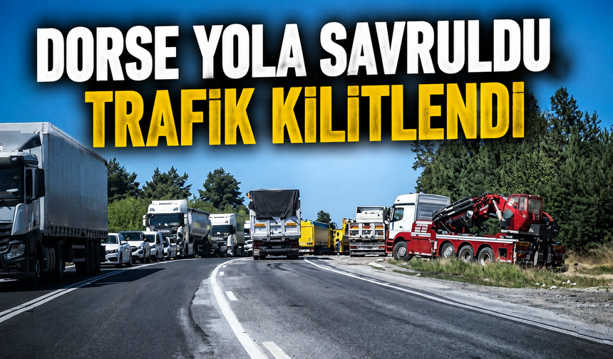 Dorse Yola Savruldu, Trafik Kilitlendi